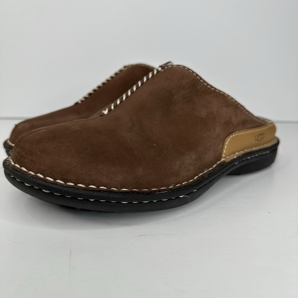 UGG‎ Burleigh 1633 Brown Suede Sheepskin Fur Lined Slides Mules Womens Size 7 - Picture 5 of 11